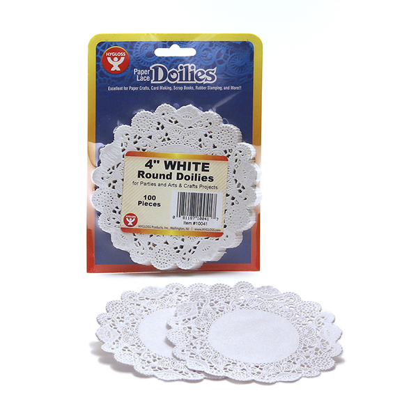 Hygloss Products Round Paper Lace Doilies, White, 4in, PK600 10041